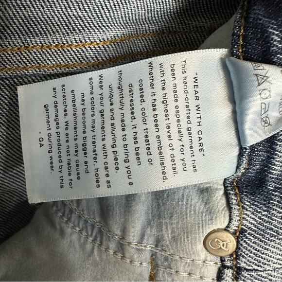 Good American Good Waist Good Crop Jeans Distressed Medium Wash Size 6 - Picture 14 of 15